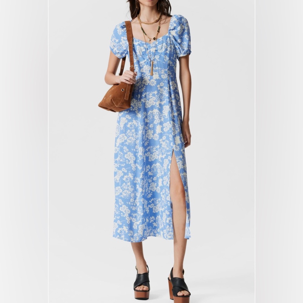 & Other Stories Blue Floral Midi Dress